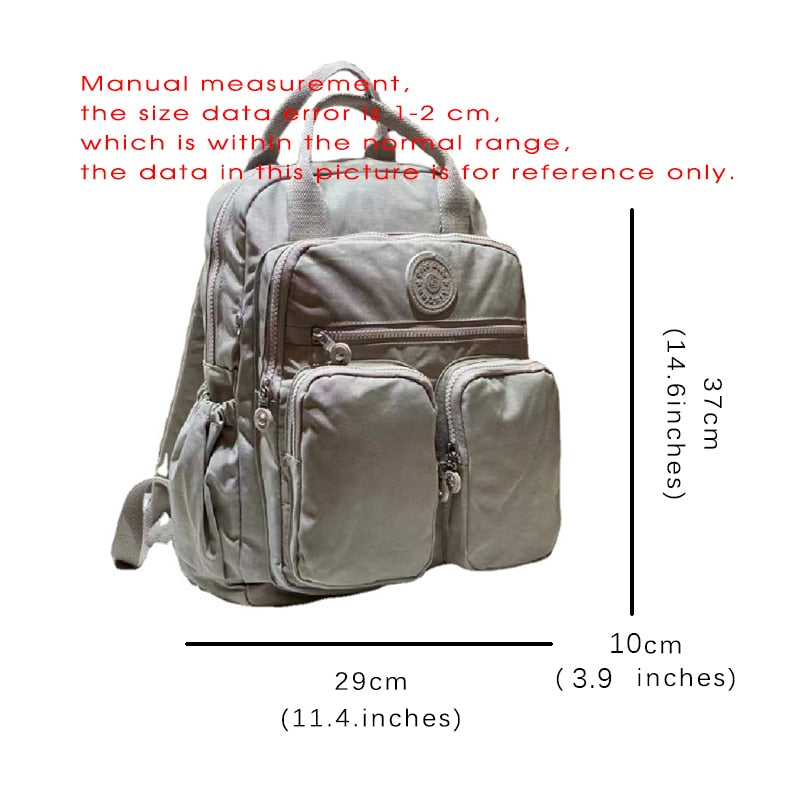 2023 Fashion Woman Backpack Waterproof Nylon Soft Handle Solid Multi-pocket Travel