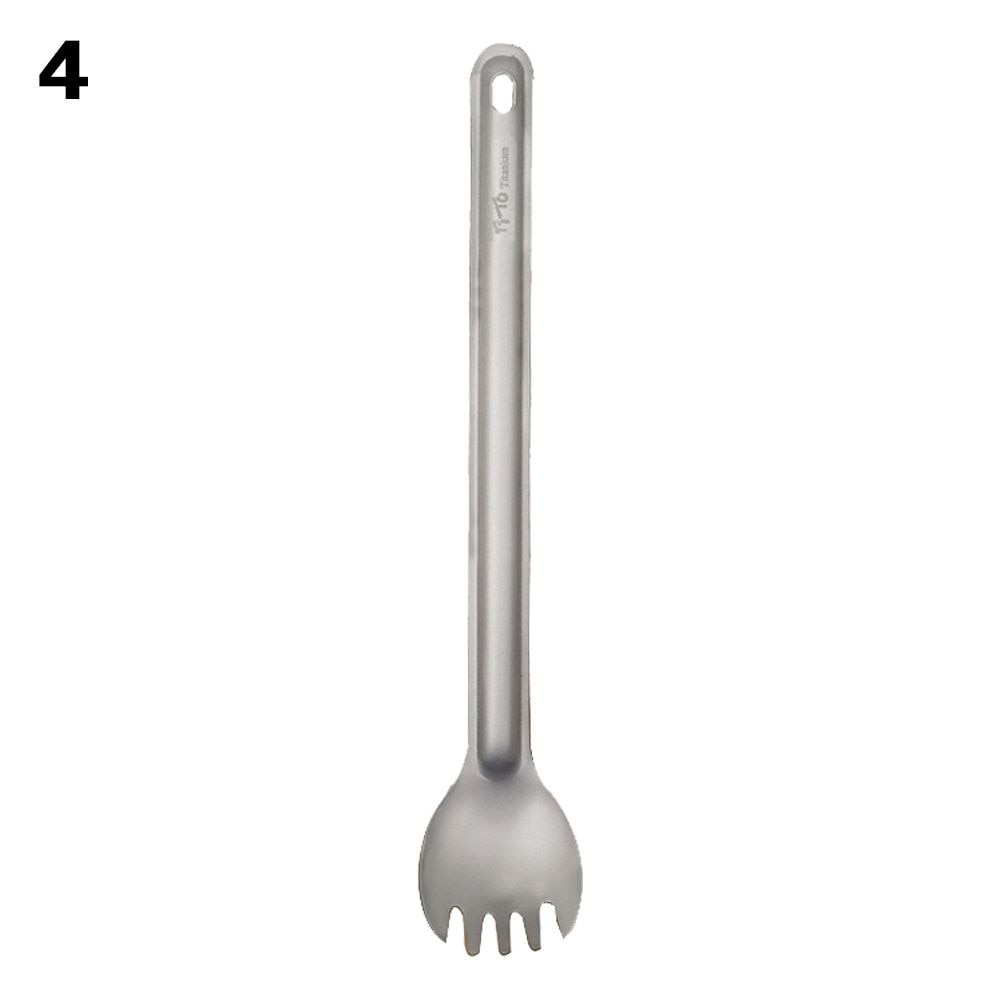 Portable Outdoor Camping Titanium Cookware Cutlery Fork Titanium Long Handle Spoon