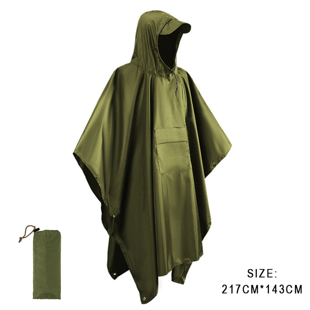 Portable Multifunctional 3 In 1 Rain Coat Hiking Camping Raincoat Poncho Mat Awning Durable