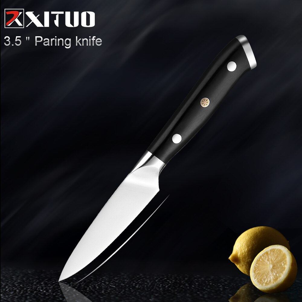 German Stainless Steel Kitchen Knife 1-7PCS Chef Knife Sharp Santoku Knife Cleaver Paring