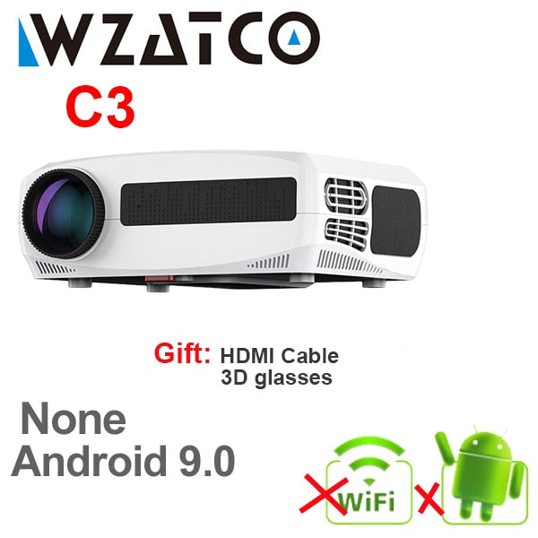 WZATCO C3 4D Keystone LED Projector 4K Android 10.0 WIFI 1920*1080P Proyector Home