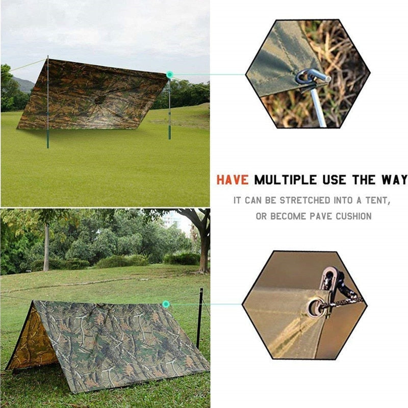 Multi-Functional Outdoor Portable Sunshade Camping Tarp Ground Mat Picnic Waterproof Rain Poncho