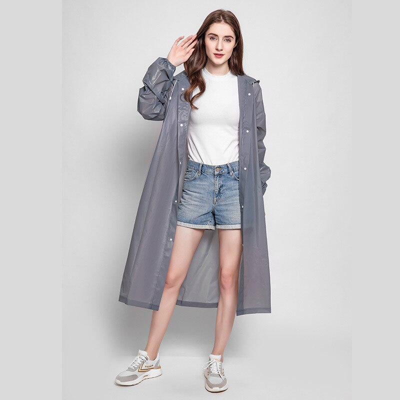 3 in 1 Waterproof Adult Long Raincoat Women Men Rain Coat Jacket Hooded Poncho