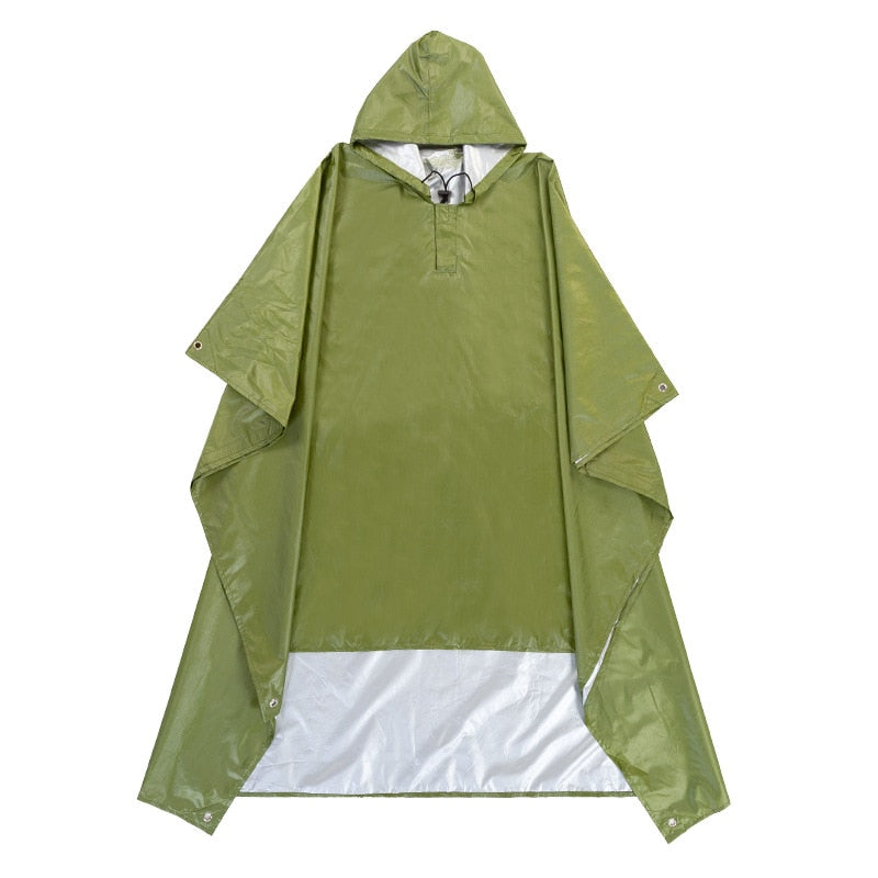 3 in 1 Waterproof Adult Long Raincoat Women Men Rain Coat Jacket Hooded Poncho