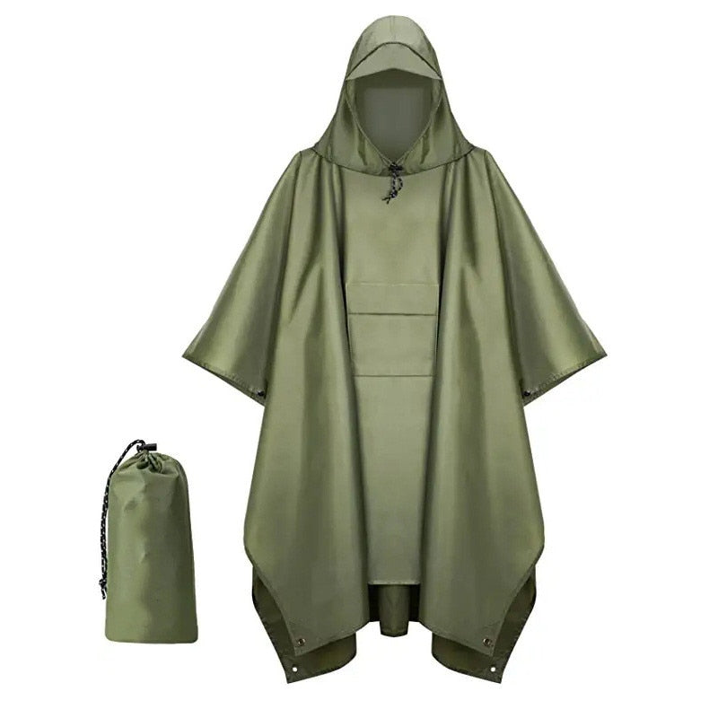 Outdoor Hooded Rain Poncho for Adult with Pocket, Waterproof Lightweight Unisex Raincoat Jacket