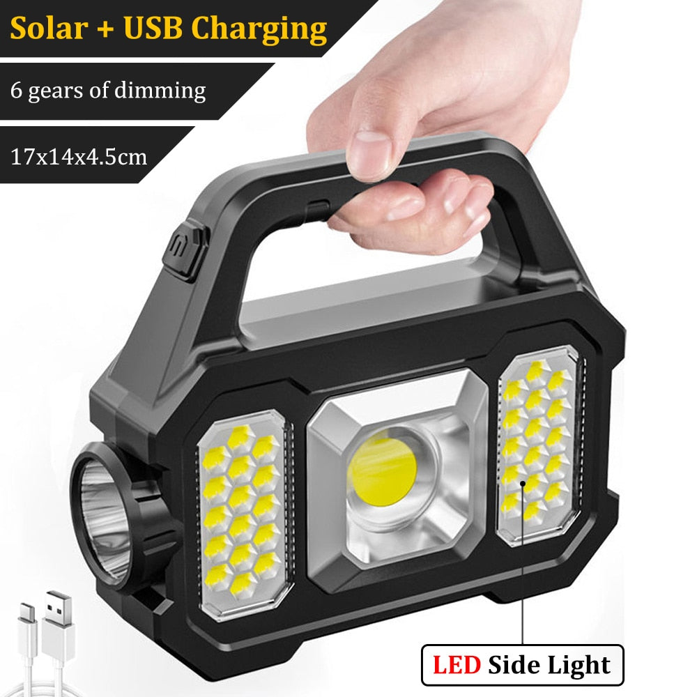 USB Rechargeable Flashlight Waterproof 6 Gear COB/LED Torch Light Portable Powerful