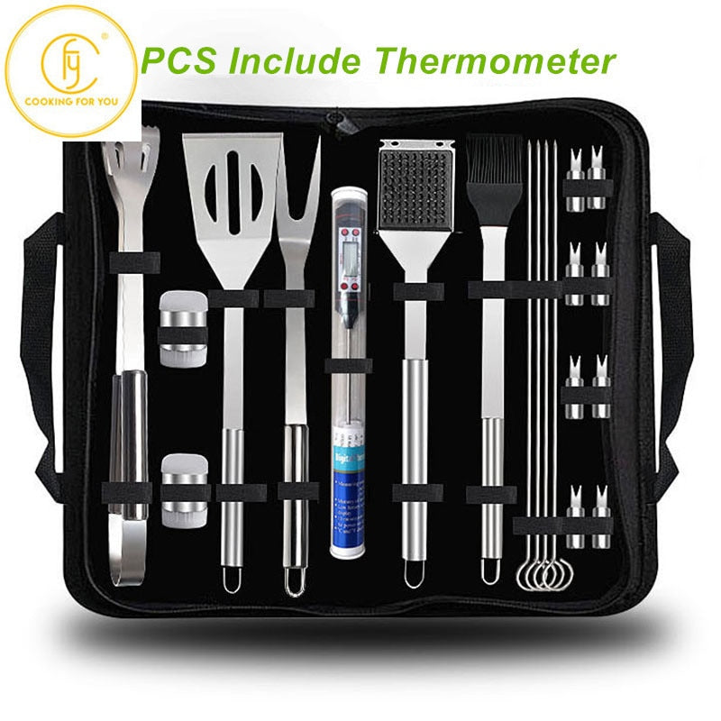 BBQ Tools Set Barbecue Utensil AccessoriesThermometer Barbeque Grilling Outdoor Gril Tools