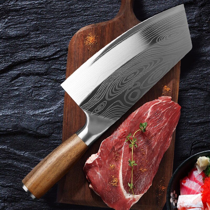 CHUN Beautiful Utility Cleaver Knife Stainless Steel Kitchen Knives Laser Damascus Vein