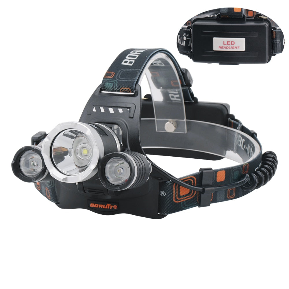 Headlamp 3000LM 4-Mode Headlight Rechargeable 18650 Waterproof Head Torch for Fishing