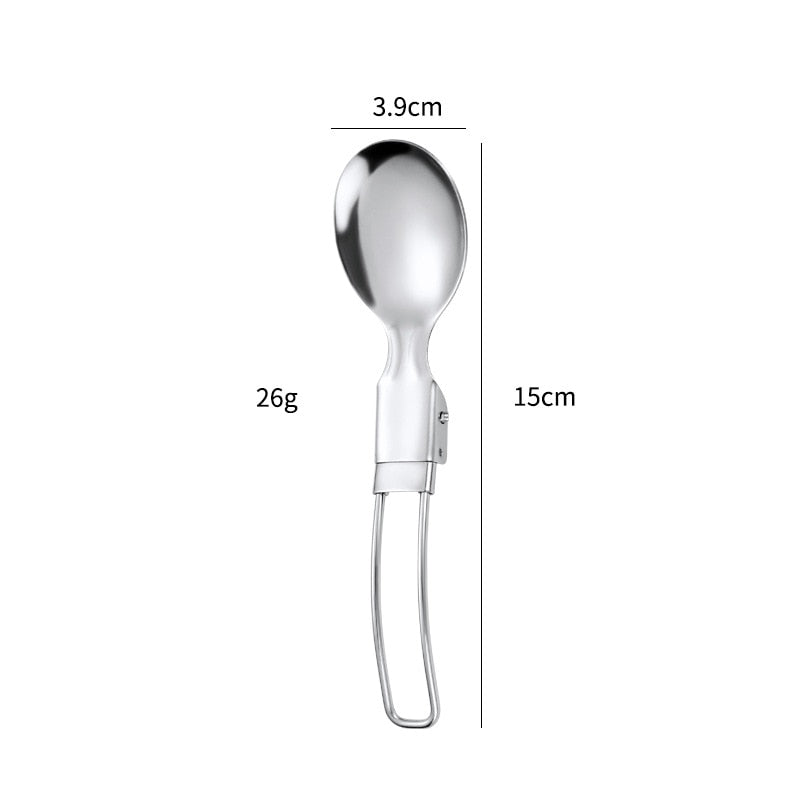 304 Stainless Steel Folding Spoon Spork Outdoor Tableware  Camping Cookware