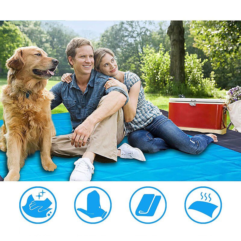 Beach Blanket Waterproof Sandproof Pocket Beach Mat Folding Camping Mattress Portable