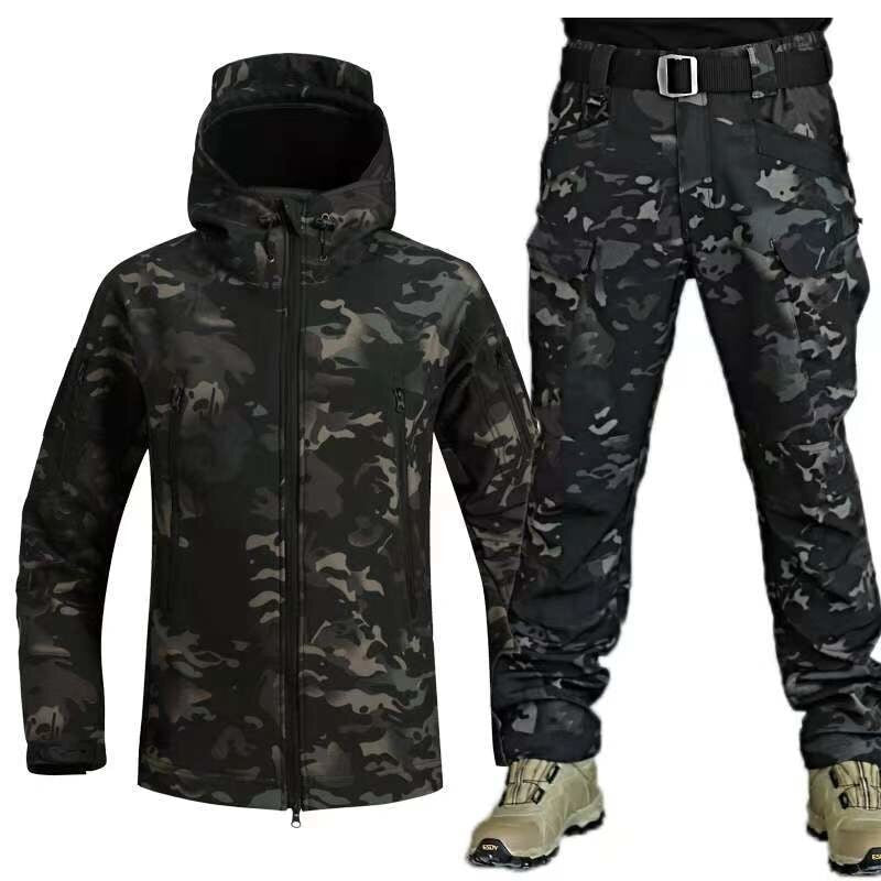 Tactical Military Shark Skin Soft Shell Jacket Set Men Winter Warm Waterproof Windproof