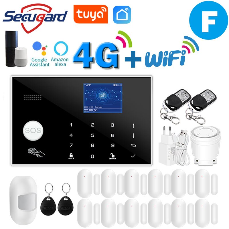 Tuya WiFi GSM Home Security Alarm System 4G Smart Burglar Host 433MHz Wireless TFT