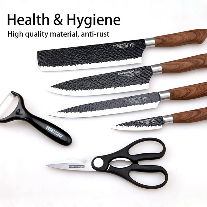 Knives Set Tools Forged Kitchen Knife Scissors Ceramic Peeler Chef Slicer Nakiri Paring Knife Gift