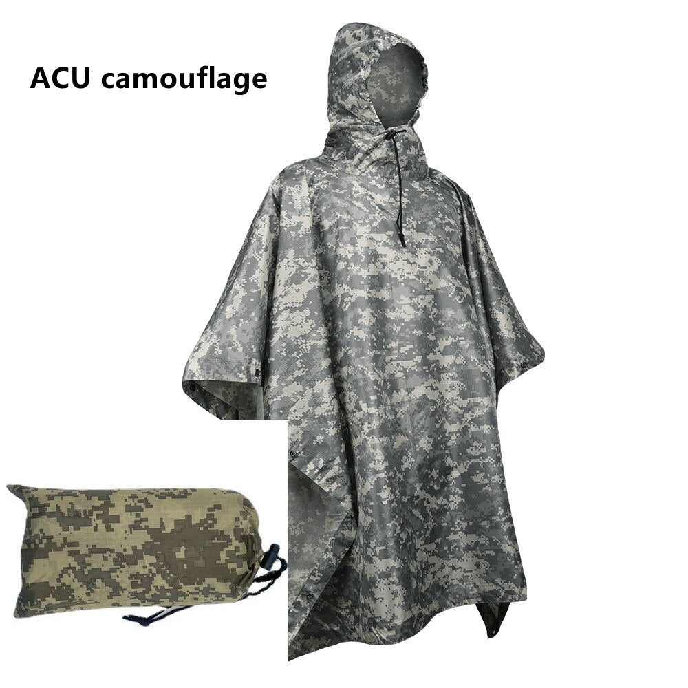 Outdoor Military Breathable Camouflage Poncho Jungle Tactical Raincoat Birdwatching Hiking