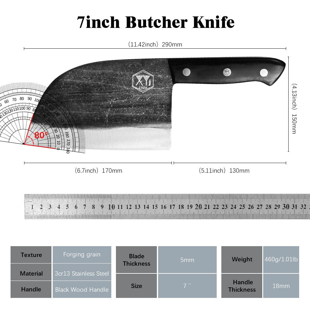 Full Tang Handmade Butcher Knife Forged High-carbon Clad Steel Kitchen Knives Cleaver