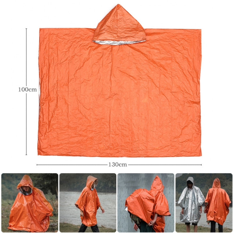 Waterproof Emergency Raincoat Aluminum Film Poncho Cold Insulation Rainwear Blankets