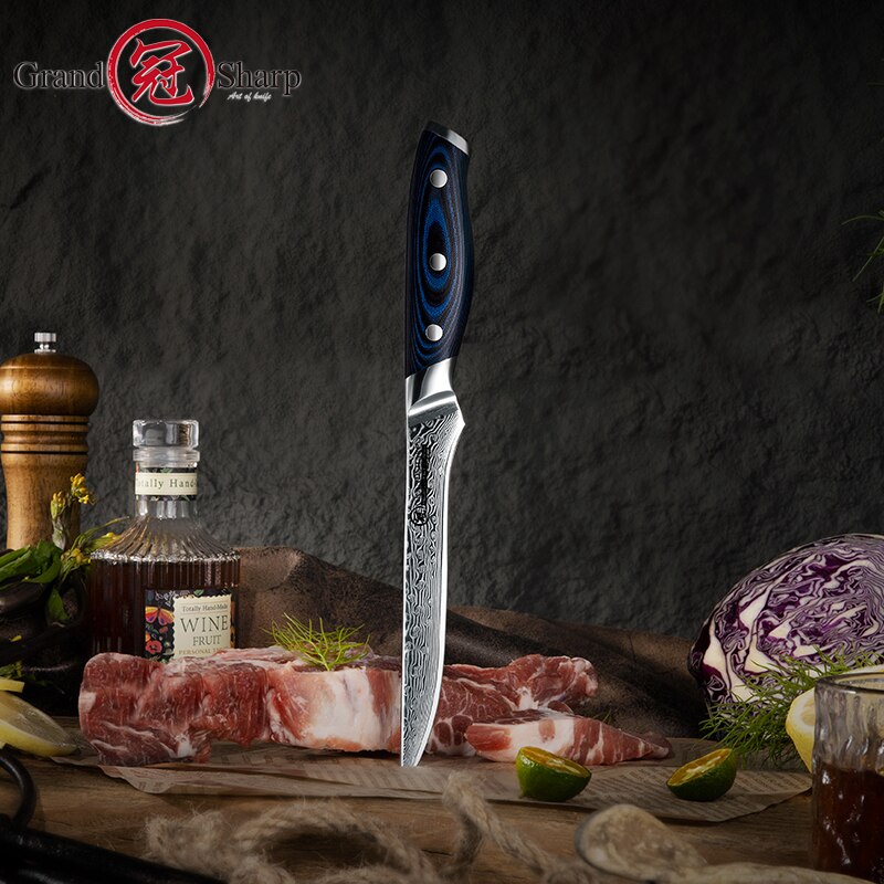 6 Inch Damascus Kitchen Boning Knife 67 Layers AUS-10 Japanese Fish Filleting Slicing