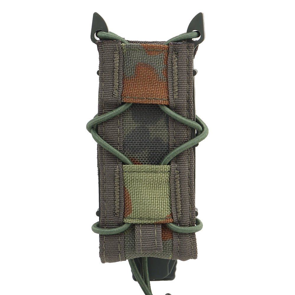 Tactical Magazine Pouch 9mm Pistol Single Mag Bag Molle Flashlight Pouch Torch Holder