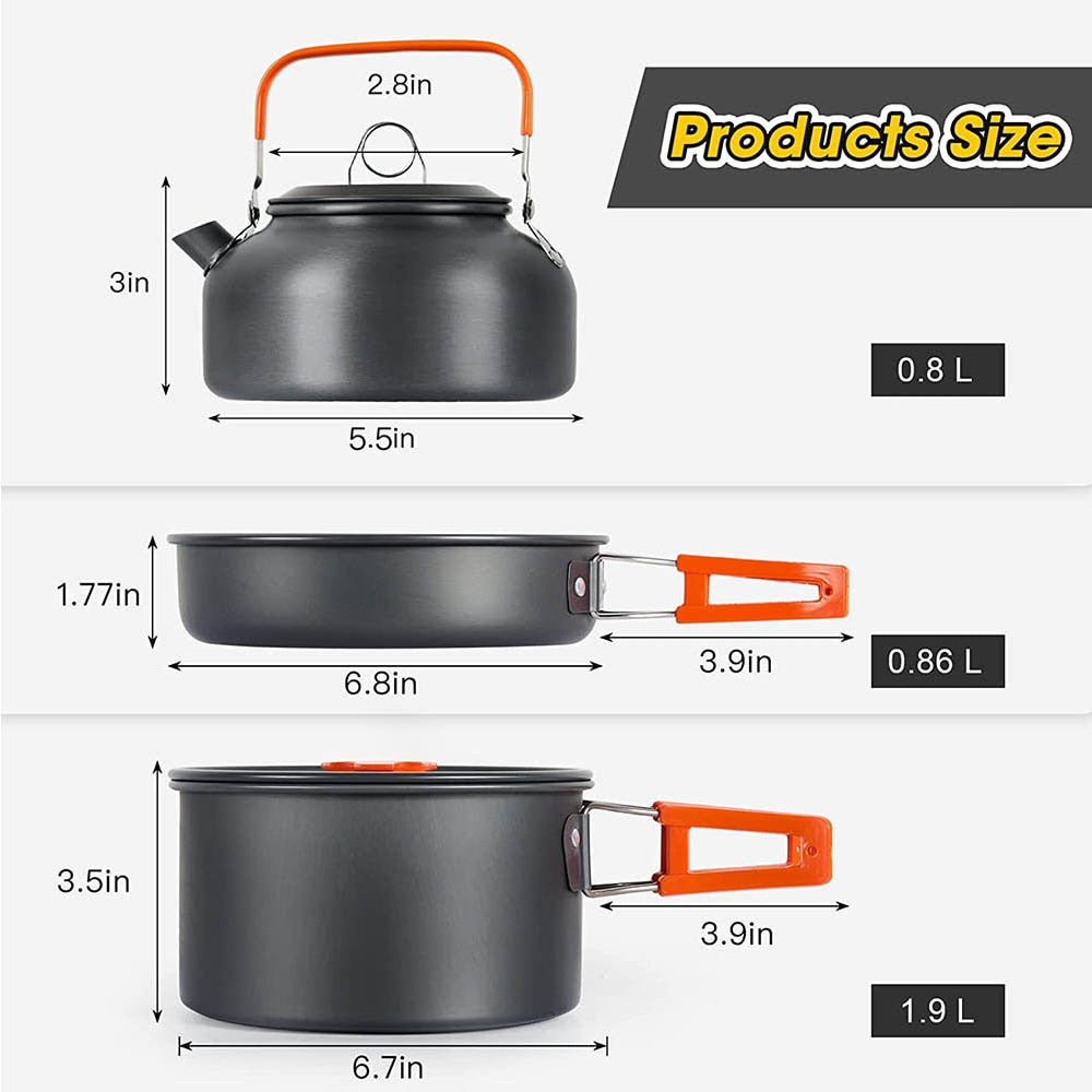 Camping Outdoor Aluminum Lightweight Equipment Camping Cookware Kit For Traveling