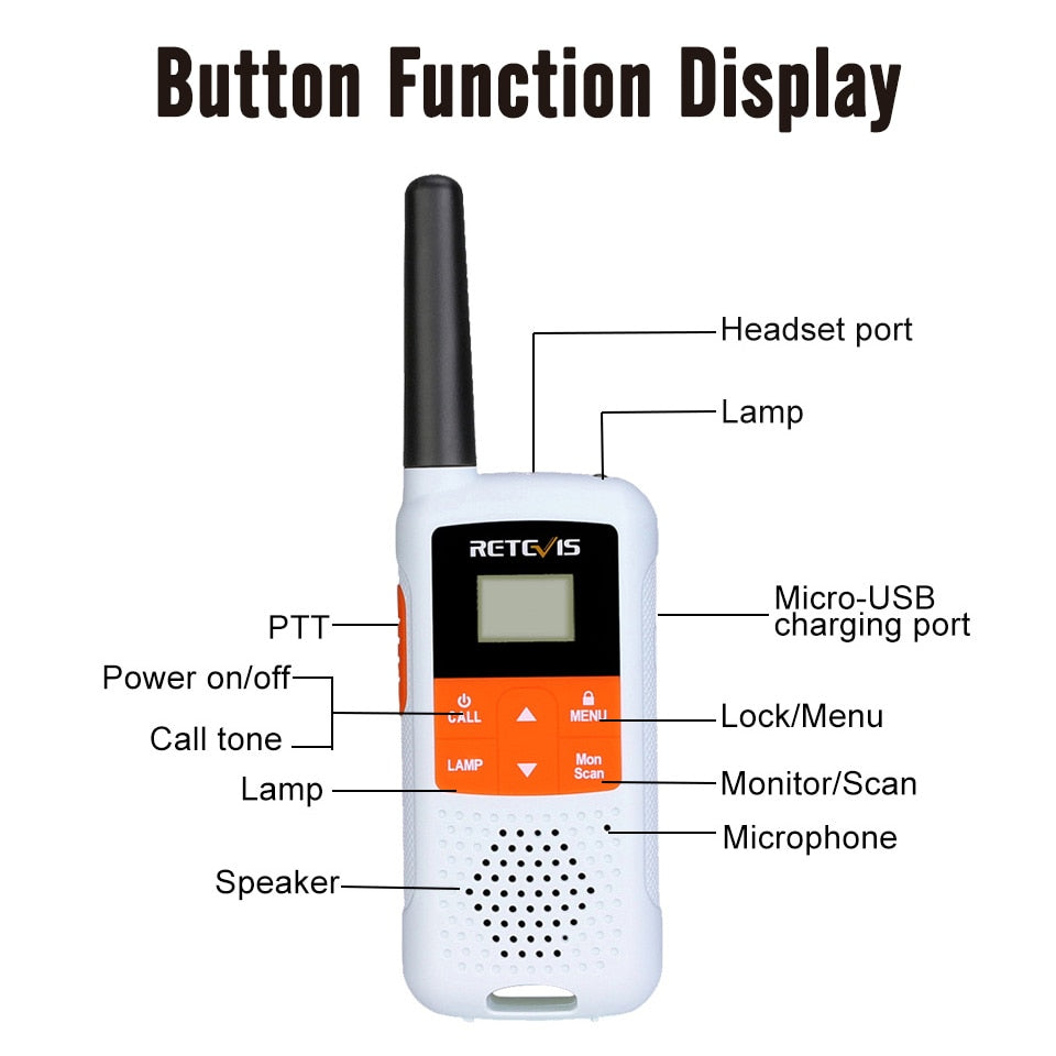 Retevis RT649B Walkie Talkie 2 or 4 Pcs PMR446 Walkie-talkies 1.8km for Motorola Two-way