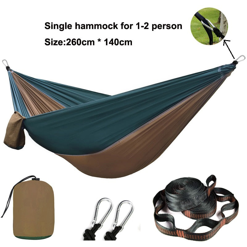 Solid Color Parachute Hammock with Hammock straps and Black carabiner Camping Survival