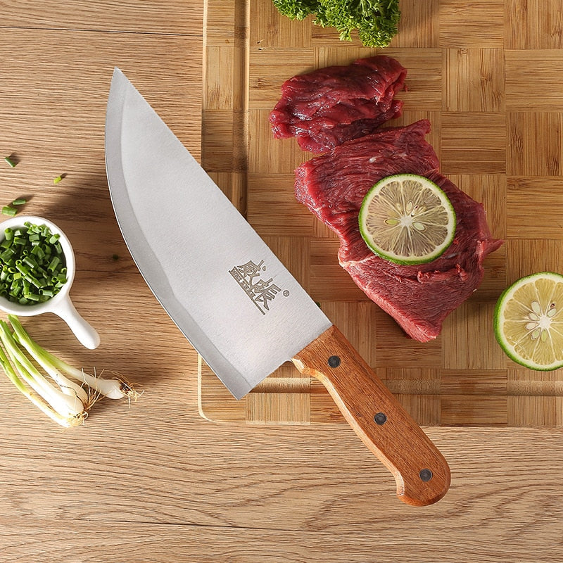 Professional Stainless Steel Chinese Knife Meat Cleaver Butcher Chopping Kitchen Chef