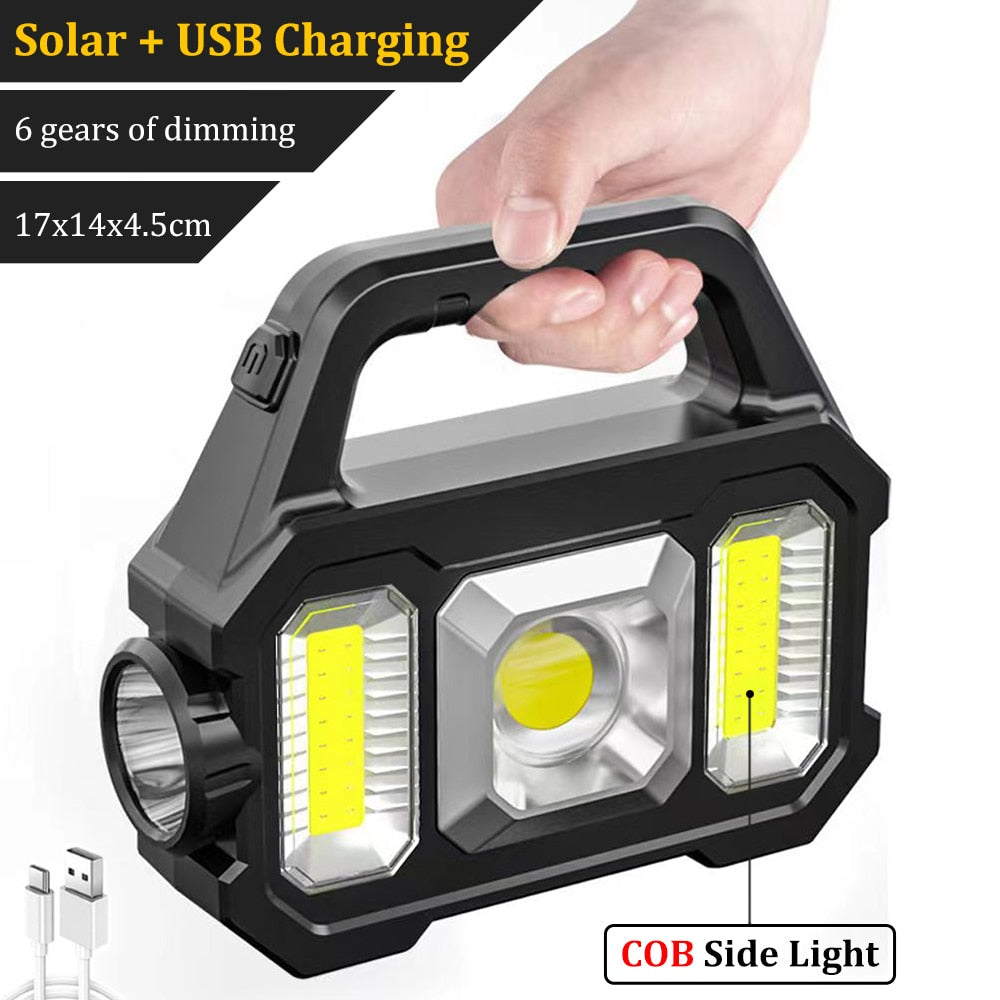 USB Rechargeable Flashlight Waterproof 6 Gear COB/LED Torch Light Portable Powerful