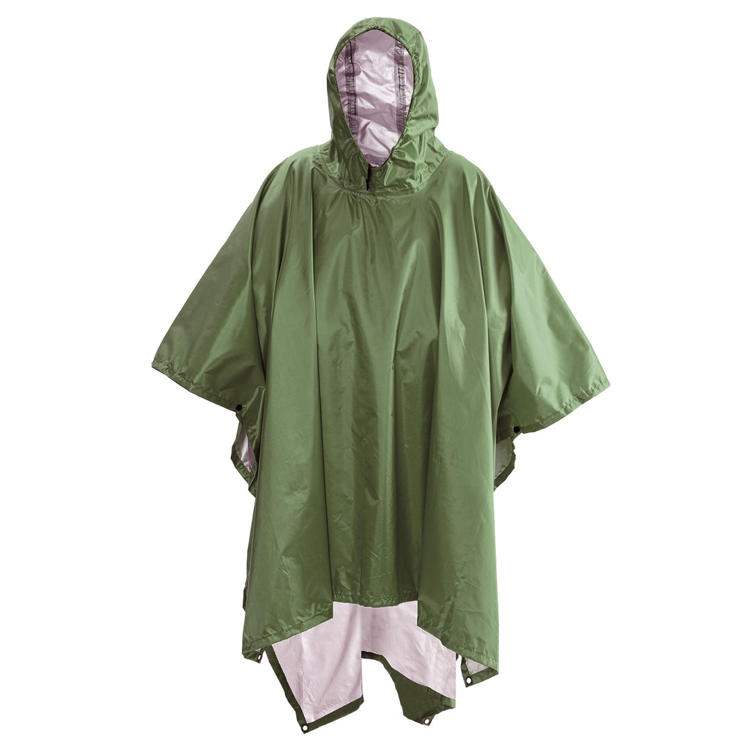 Portable Multifunctional 3 In 1 Rain Coat Hiking Camping Raincoat Poncho Mat Awning Durable