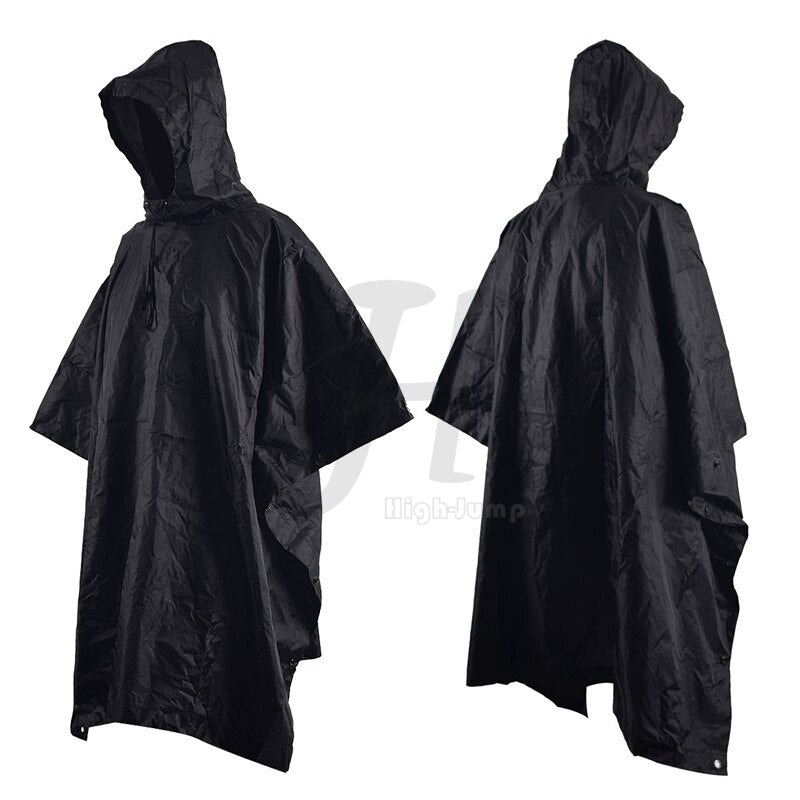 Outdoor Hooded Breathable Rainwear Camo Poncho Army Tactical Raincoat Camping Hiking Gears