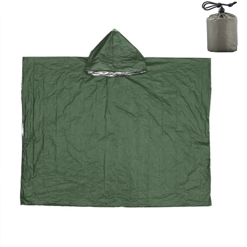 Emergency Raincoat Aluminum Film Disposable Poncho Cold Insulation Rainwear Blankets