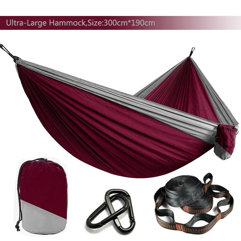 Solid Color Parachute Hammock with Hammock straps and Black carabiner Camping Survival