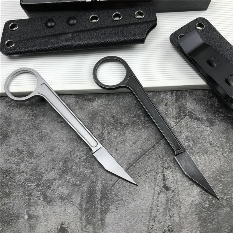 Outdoor Mini Neck Knife Fixed Blade EDC Hunting Knife with K Sheath Keychain Tactical Survival Tool