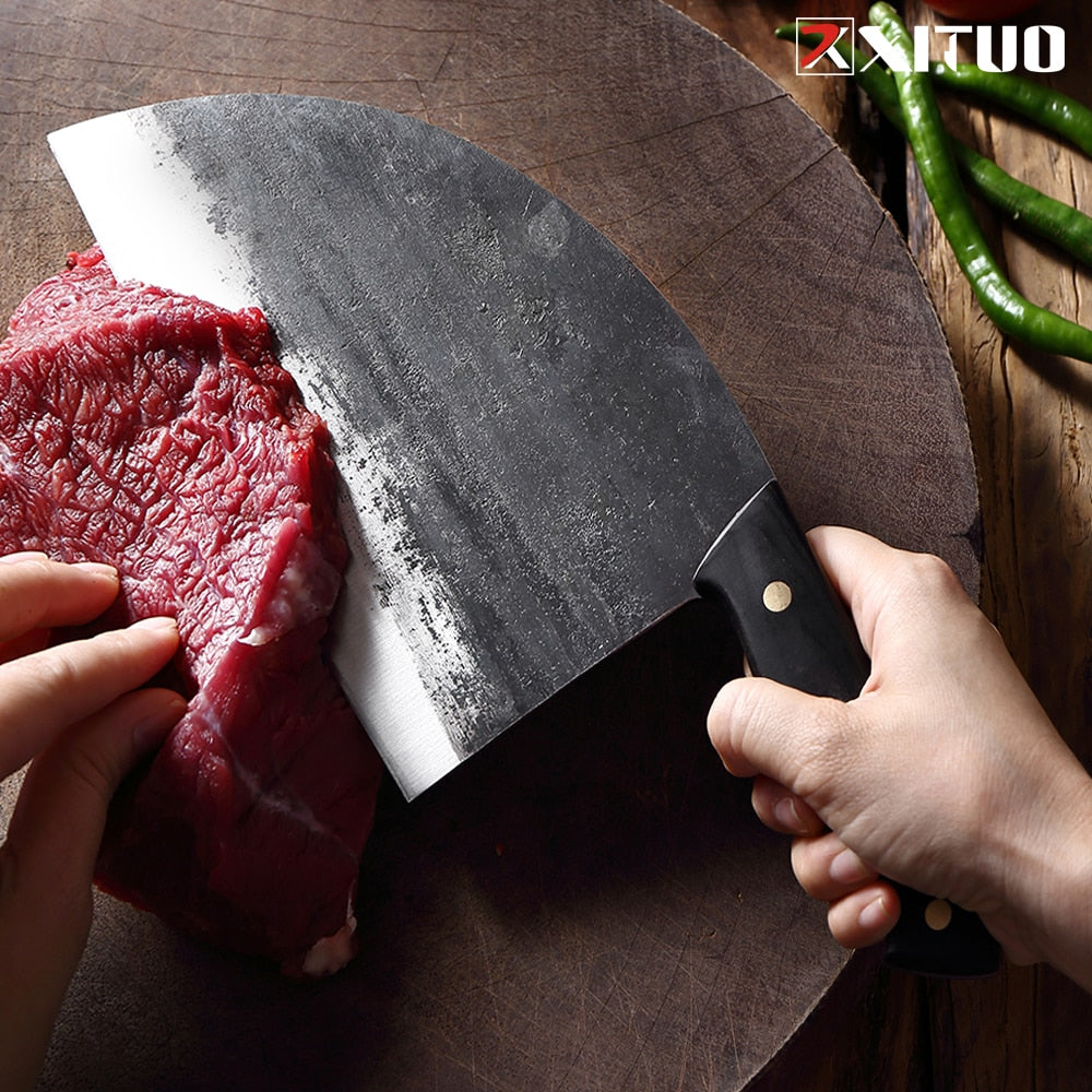 Full Tang Chef Knife Handmade Forged High-carbon Clad Steel Kitchen Knives Cleaver Filleting