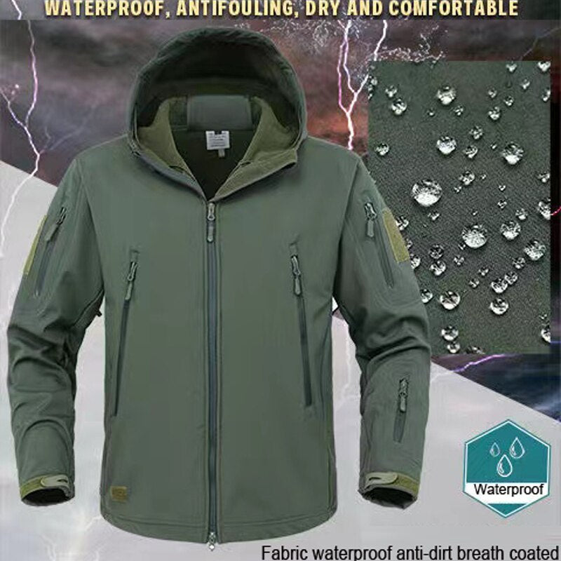 Men's Winter Waterproof Trekking Fish Hunting Hiking Camp Military Tactical Outdoor Hood Coat Army