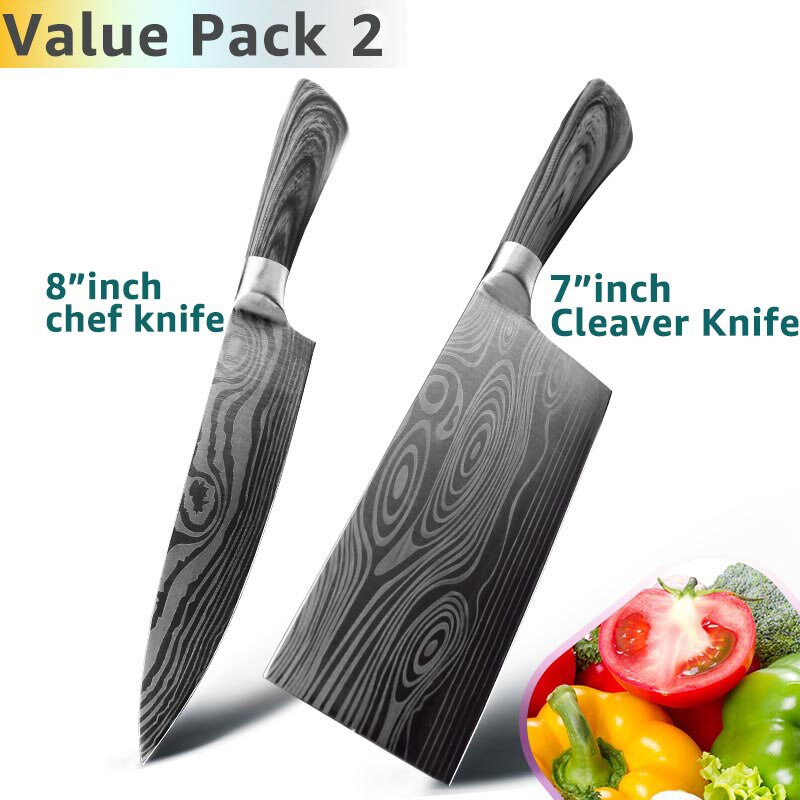 Kitchen Knife 5 7 8 inches stainless steel chef knives Meat Cleaver Santoku utility Cooking Set