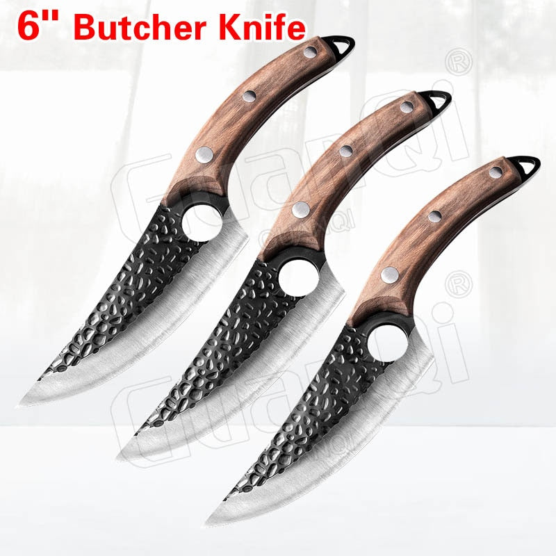 Fish Filleting Knife Stainless Steel Boning Handmade Kitchen Meat Cleaver Camping Cutter Chef Knives