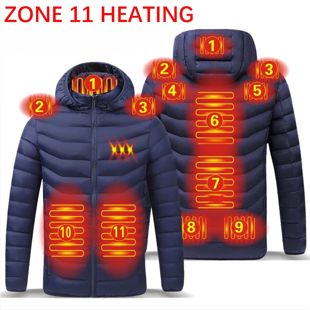 11 Areas Heated Jacket USB Men's Women's Winter Outdoor Electric Heating Jackets