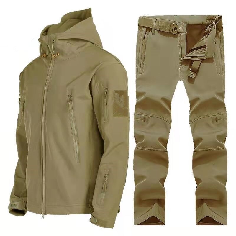 Tactical Military Shark Skin Soft Shell Jacket Set Men Winter Warm Waterproof Windproof