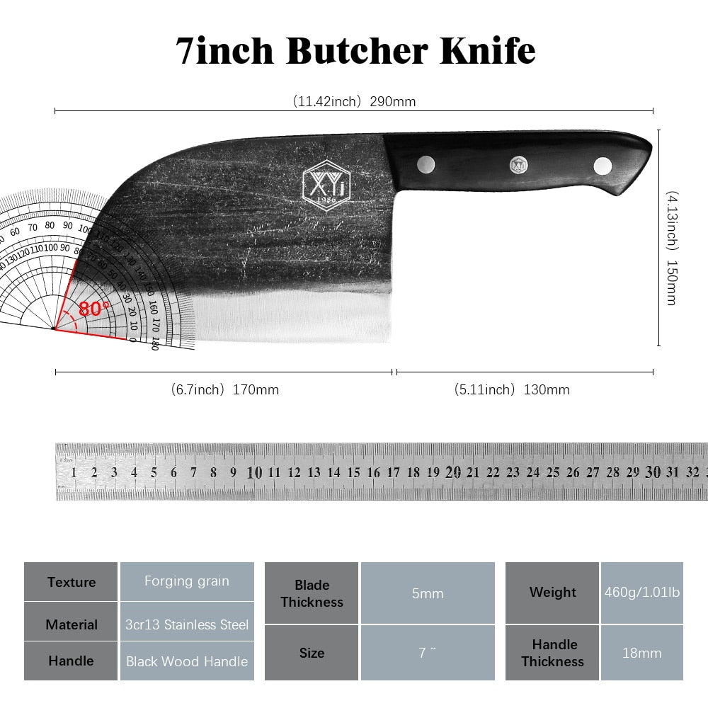 Chinese Butcher Knife Full Tang Forged High-carbon Clad Steel Kitchen Knives Cleaver Filleting