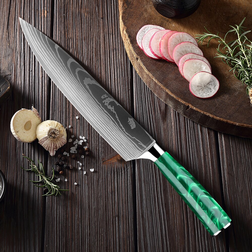 Chef Knife japan kitchen knives Damascus Pattern Chef Knife Sharp Santoku Cleaver Slicing