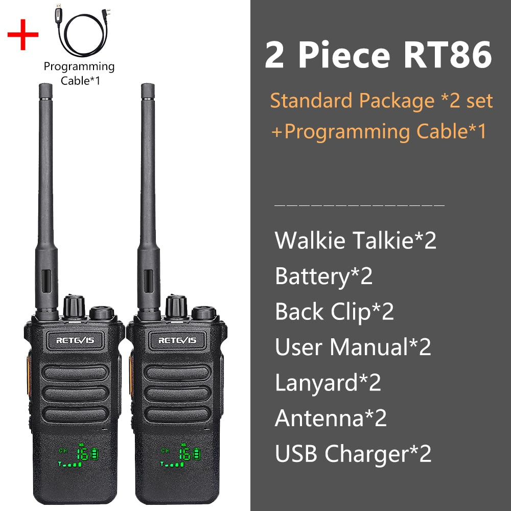 10W Retevis Walkie Talkie Long Range RT86 Walkie-talkies 1/ 2 pcs Two-way radio Powerful