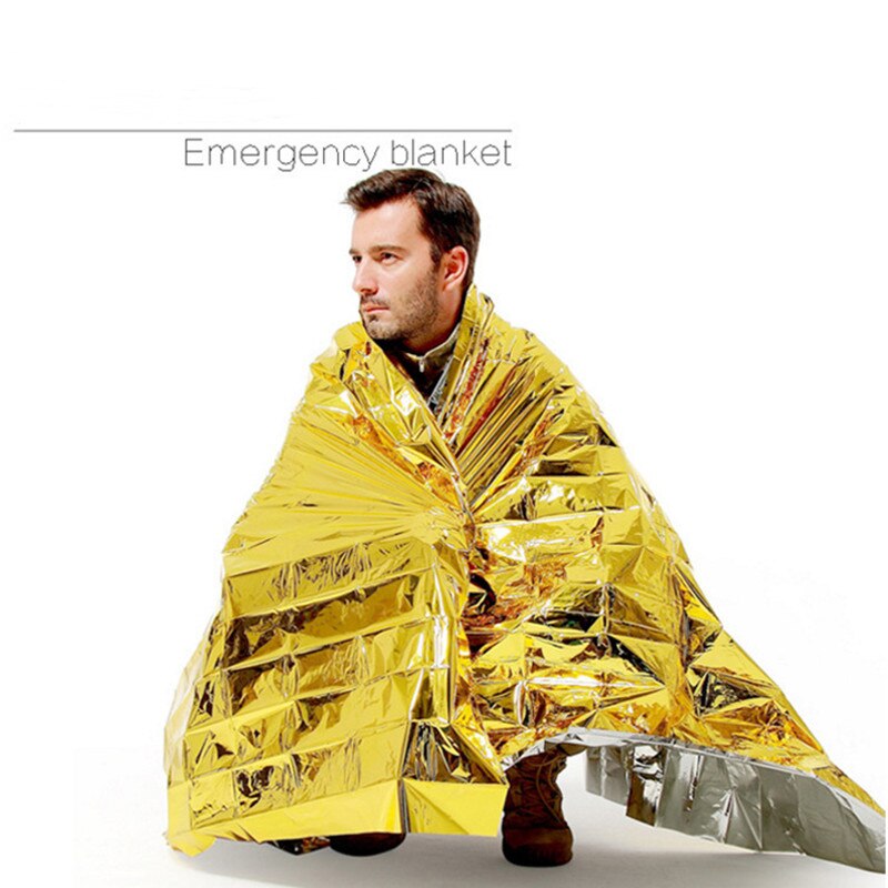 Outdoor Emergency Blanket Survive First Aid Military Rescue Kit Windproof Foil Thermal Blanket