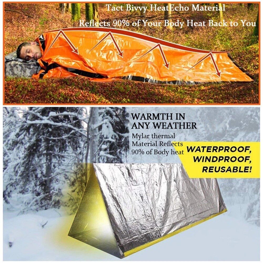 Portable Waterproof Emergency Survival Sleeping Bag Mountaineering Emergency Raincoat