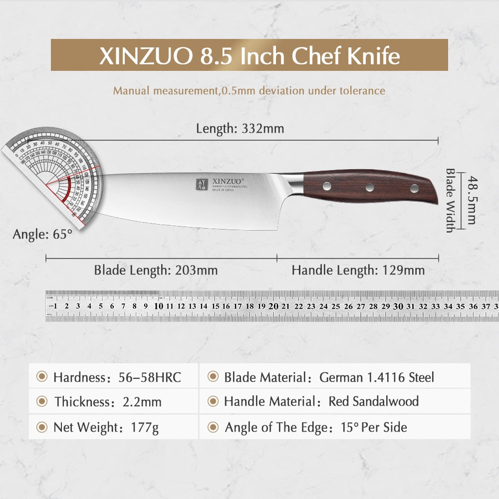 Chef Knife German DIN 1.4116 Steel Kitchen Knives Stainless Steel Meat Vegetables Knife