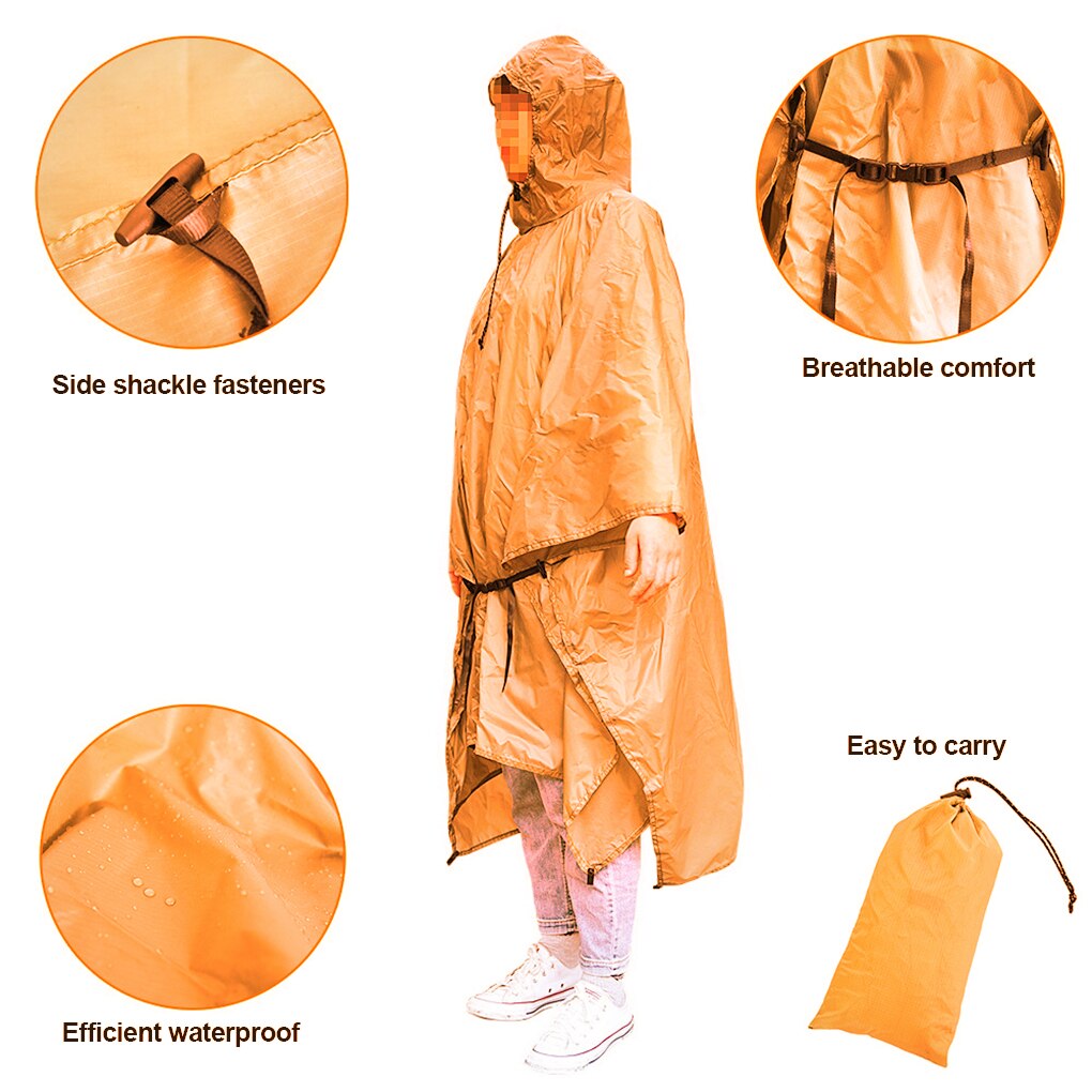 Adult Universal Raincoat Fahion Ultralight Hoodie Rain Ponchos Sun Shelter Silicone Outdoor