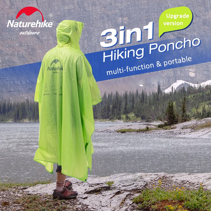 Naturehike Raincoat 3 in 1 Portable Rain Coats Outdoor Waterproof Ultralight Camping Mat Shelter