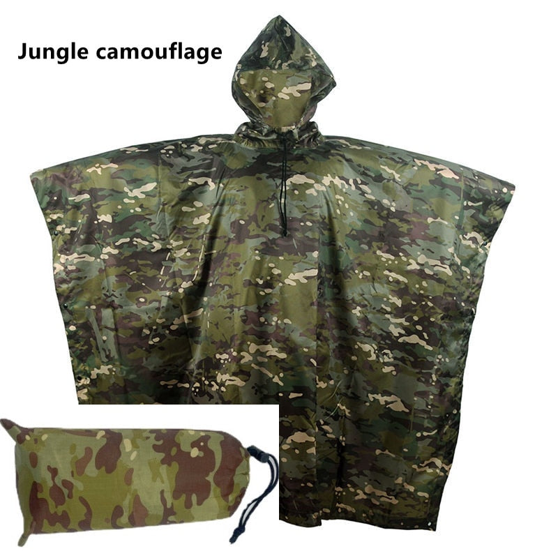 Outdoor Military Breathable Camouflage Poncho Jungle Tactical Raincoat Birdwatching Hiking