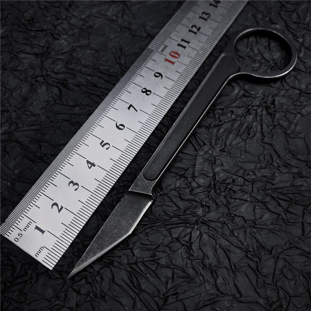 Outdoor Mini Neck Knife Fixed Blade EDC Hunting Knife with K Sheath Keychain Tactical Survival Tool