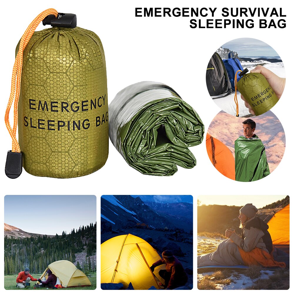 Outdoor Bivy Emergency Sleeping Bag Camping Survival Thermal Blanket Waterproof PE